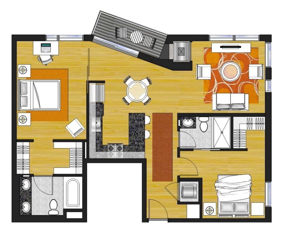 2 Bedroom (2C) Floor Plan 8